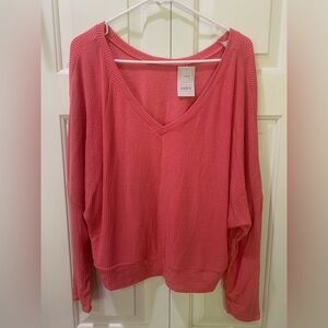 NWT Auden Cozy Ribbed Top coral XL